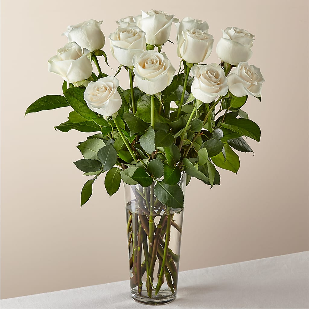 Long Stem White Rose Bouquet – Rainbow Floral, Lacey WA