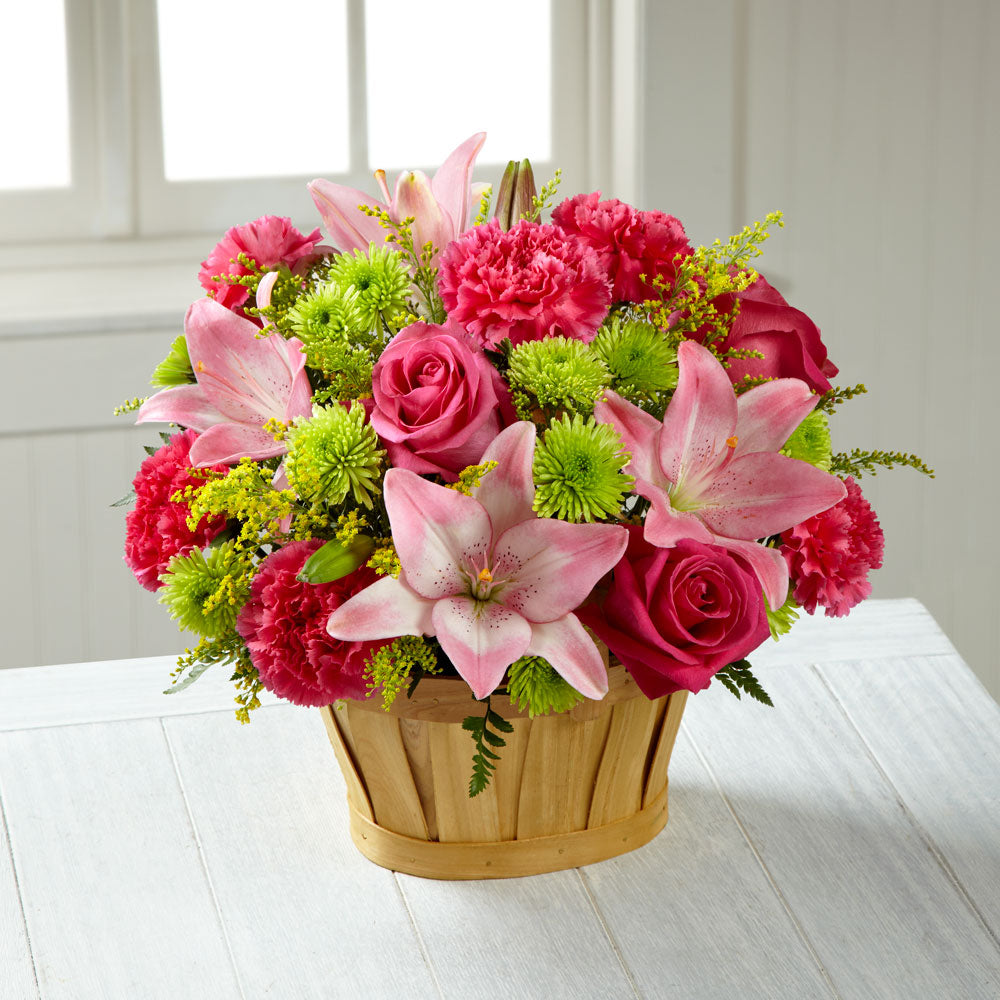 Soft Persuasion Basket Bouquet – Rainbow Floral, Lacey WA