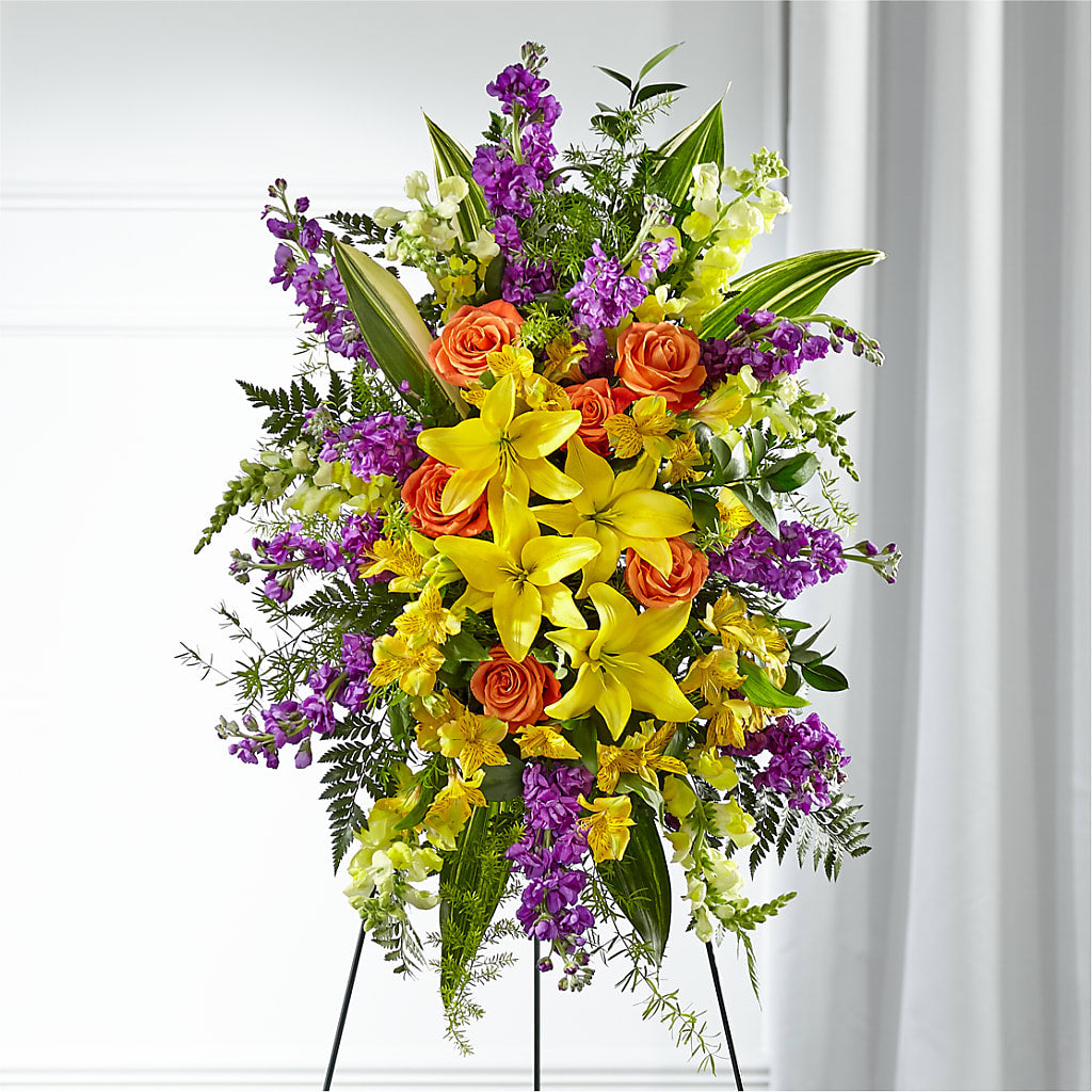 Thoughtful Prayers Standing Spray – Rainbow Floral, Lacey WA