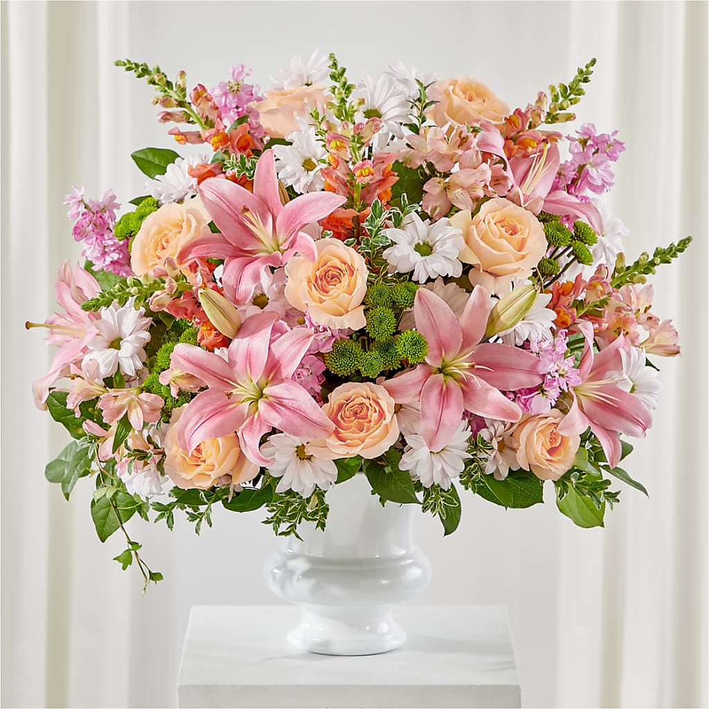 Heartfelt Gesture Urn Arrangement – Rainbow Floral, Lacey WA