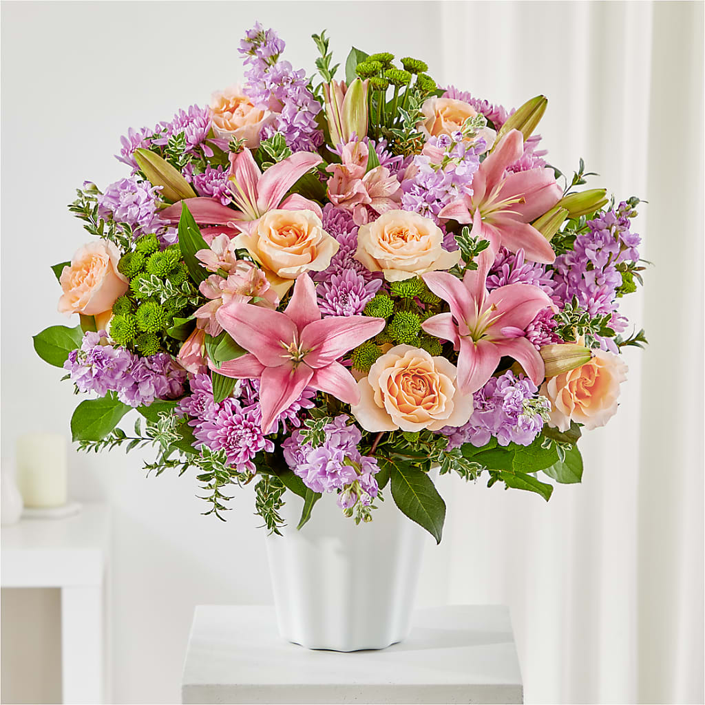 Supportive Embrace Tabletop Basket – Rainbow Floral, Lacey WA