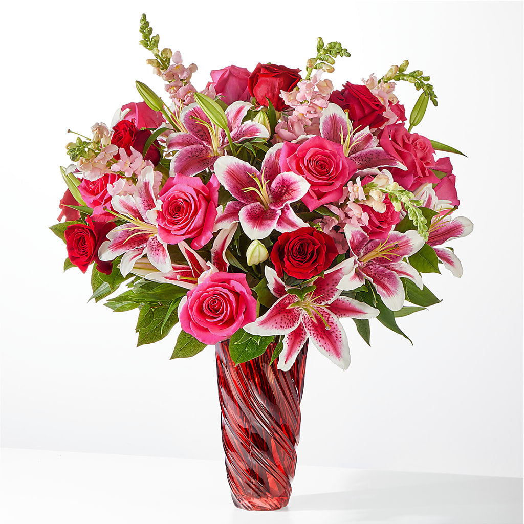Always You Bouquet with Luxe Swirl Vase – Rainbow Floral, Lacey WA