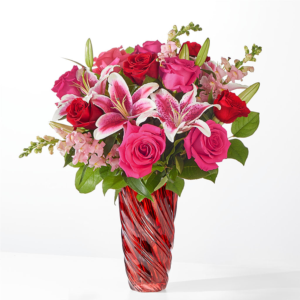 Always You Bouquet with Luxe Swirl Vase – Rainbow Floral, Lacey WA