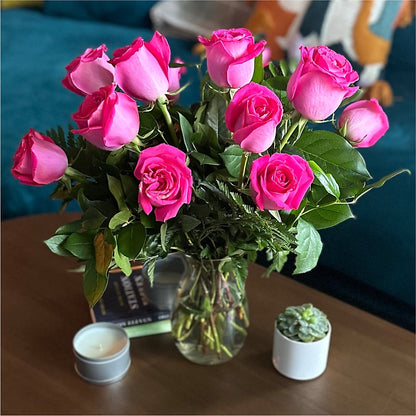 Long Stem Pink Rose Bouquet –  Rainbow Floral, Lacey WA